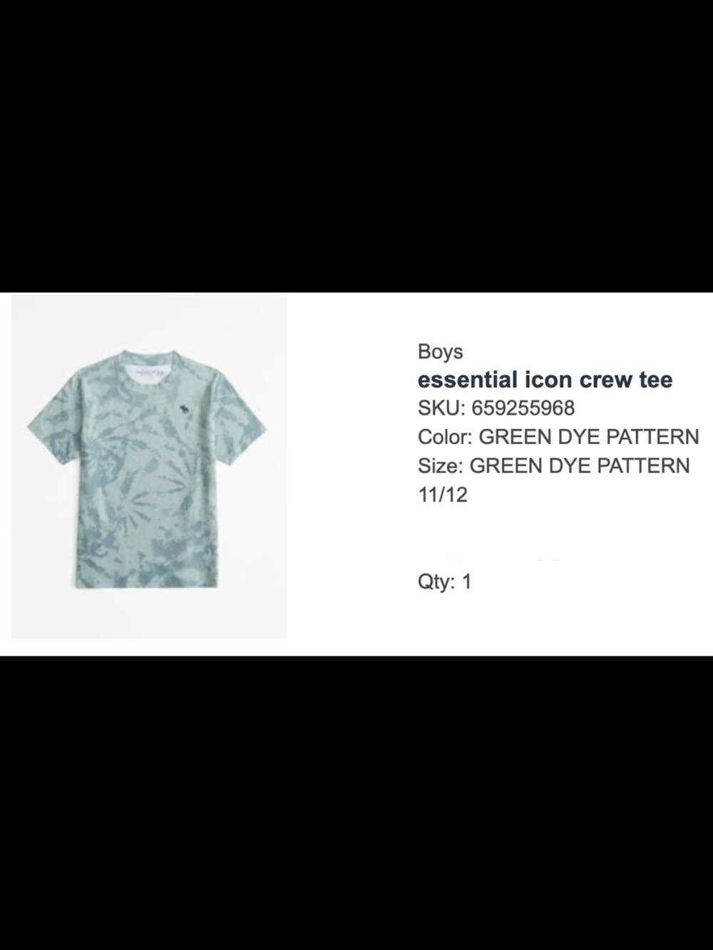 abercrombie kids boys Green Tie-Dye Crew Tee
